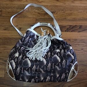 Mottini Snake Print Handbag with Tassel